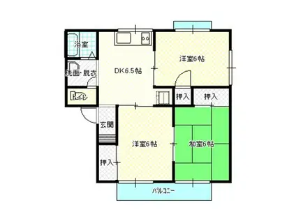 ノースロアヴェール(3DK/2階)の間取り写真