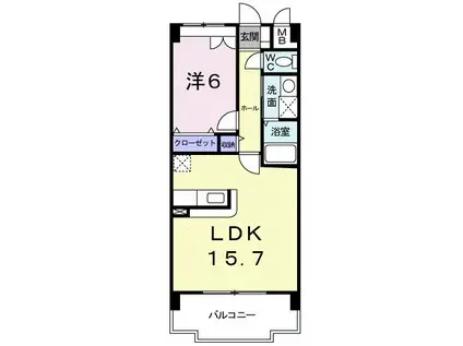 サングリアル(1LDK/4階)の間取り写真