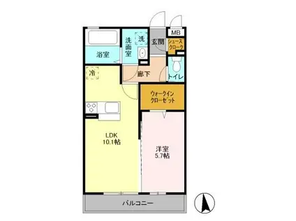 エクセルトーワII(1LDK/3階)の間取り写真