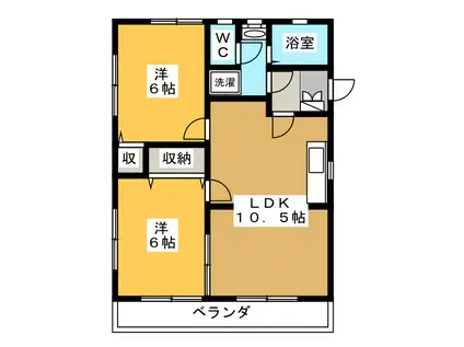 コーポ潤井川C(2LDK/2階)の間取り写真