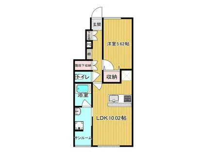 クリスタルステージ(1LDK/2階)の間取り写真