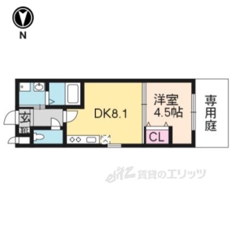 RESIDENCE二条洛中庵(1DK/B1階)の間取り写真