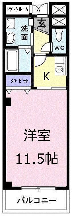 レジダンス・フルール(1K/2階)の間取り写真
