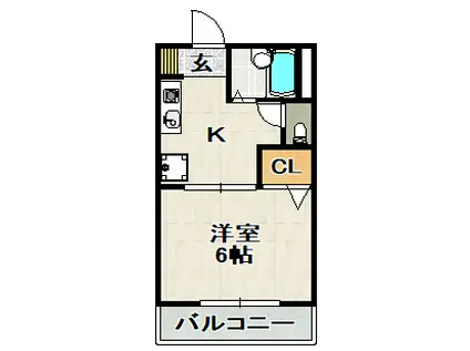 アーバンリオグランデ(1K/1階)の間取り写真