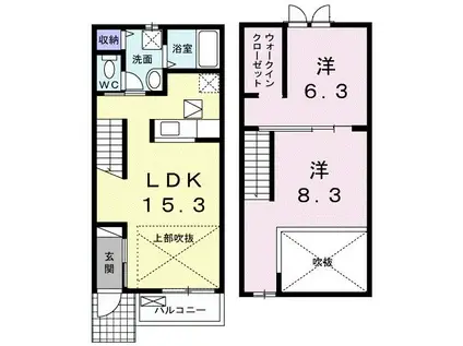 クレストール II(2LDK/1階)の間取り写真