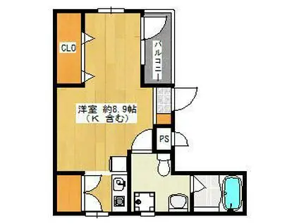 YOU&ME春(ワンルーム/3階)の間取り写真