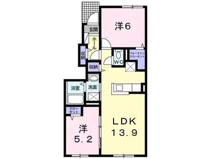 パンプキンII(2LDK/1階)の間取り写真