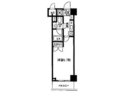 KDXレジデンス湘南台(1K/9階)の間取り写真