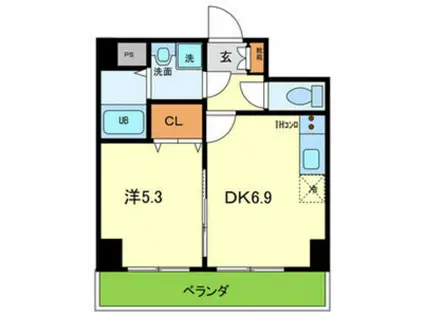 グランビア河原(1DK/4階)の間取り写真