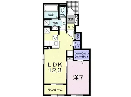 ラフレシール ホーノ(1LDK/1階)の間取り写真