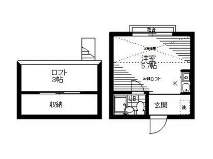 カーサ日野台(ワンルーム/1階)の間取り写真