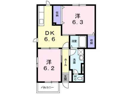 キャンデッドA(2DK/1階)の間取り写真