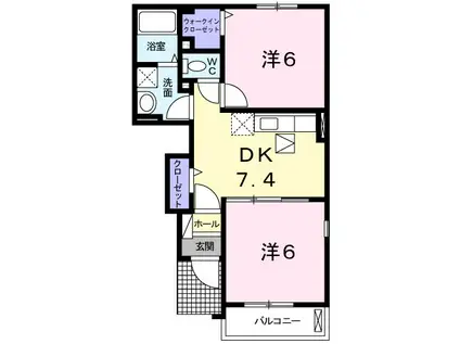 UMEDAガーデンヒルズB(2DK/1階)の間取り写真