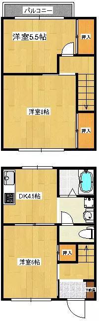 クレール円座(3DK/1階)の間取り写真