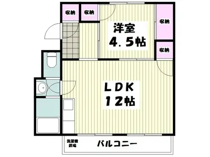 上星川スカイハイツ(1LDK/3階)の間取り写真