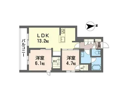 ル アヴィオン(2LDK/2階)の間取り写真