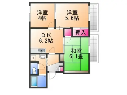 エクセレート池上(3DK/2階)の間取り写真