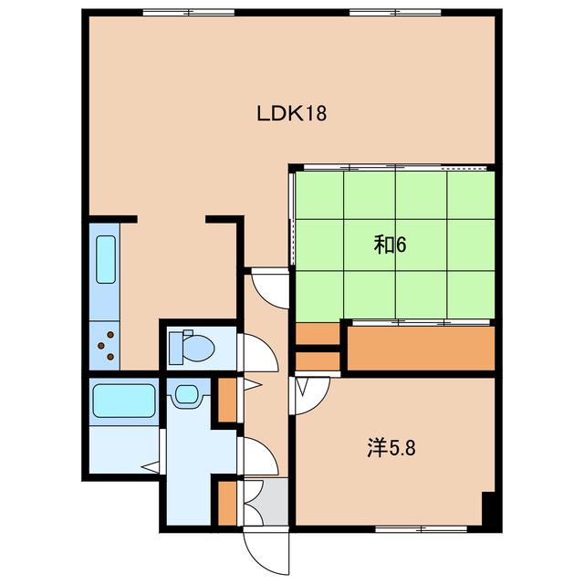 ライオンズマンション的場町(2LDK/1階)の間取り写真
