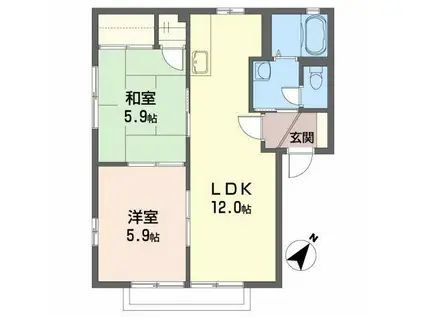 メゾン.ド.エム C(2LDK/1階)の間取り写真