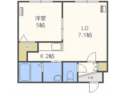 カノン白石(1LDK/4階)の間取り写真
