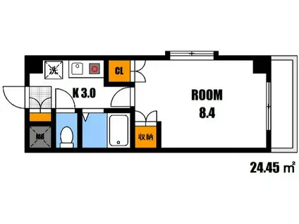 グリーンパル緑井(1K/3階)の間取り写真