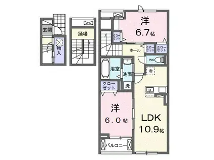 ベル グリシーヌ(2LDK/3階)の間取り写真