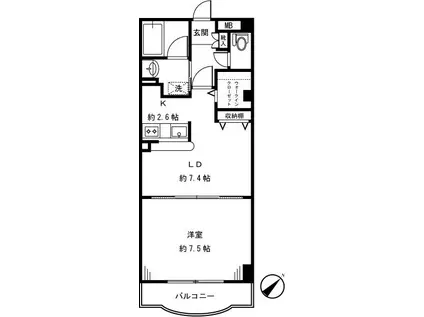 ライトマークスⅡ(1LDK/2階)の間取り写真