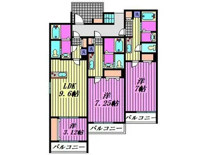 入間市河原町 (1K/2階)の間取り写真