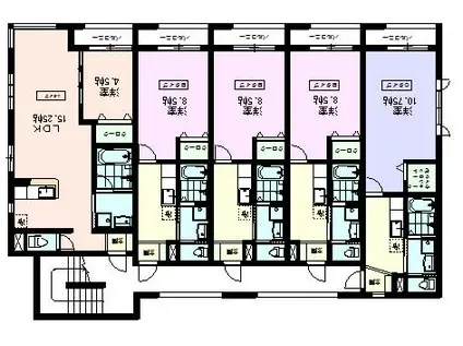 コスタ・デル・ソル天久保3丁目 筑波大学大学会館200M(1K/2階)の間取り写真