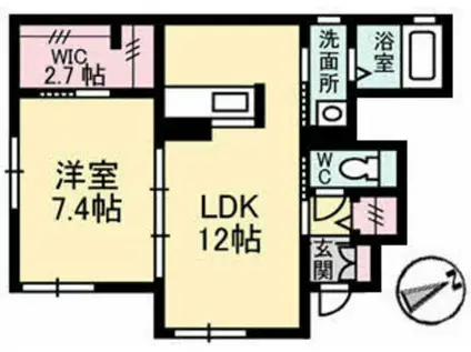 プロヌーブ西本浦 A棟(1LDK/1階)の間取り写真