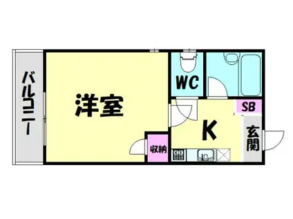 シャルマンフジ諏訪森(1K/3階)の間取り写真