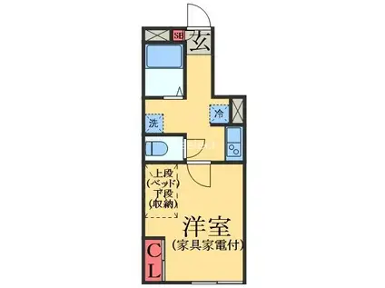 LPミレオ(1K/1階)の間取り写真