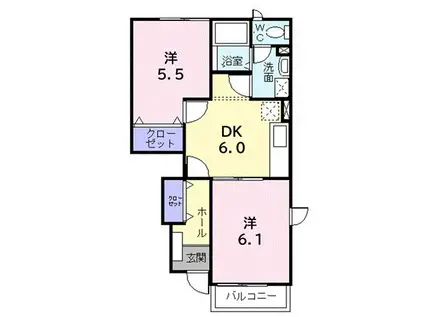 セレッソB(2DK/1階)の間取り写真