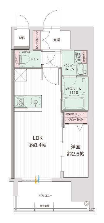 グランフォーレ久留米駅プレミア(1LDK/15階)の間取り写真