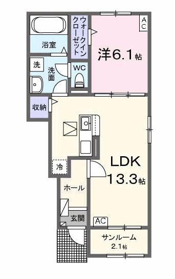 COCORUIII(1LDK/1階)の間取り写真