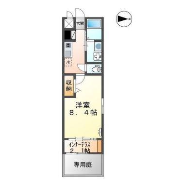 BLUEBELL 菊陽(1K/1階)の間取り写真