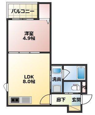 クリサンス(1LDK/1階)の間取り写真