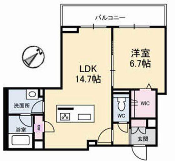 アズール庚午北(1LDK/2階)の間取り写真