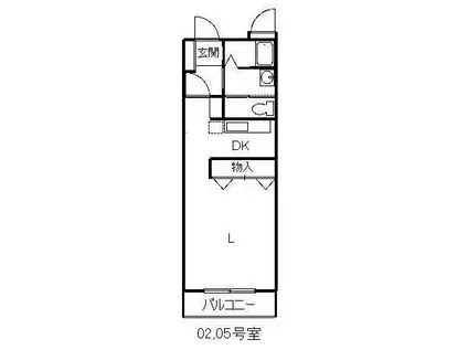 オーキッドバーン(1K/2階)の間取り写真