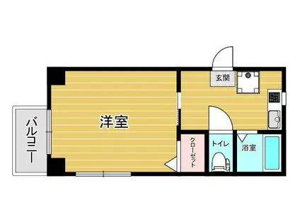 スリム高取(1K/1階)の間取り写真