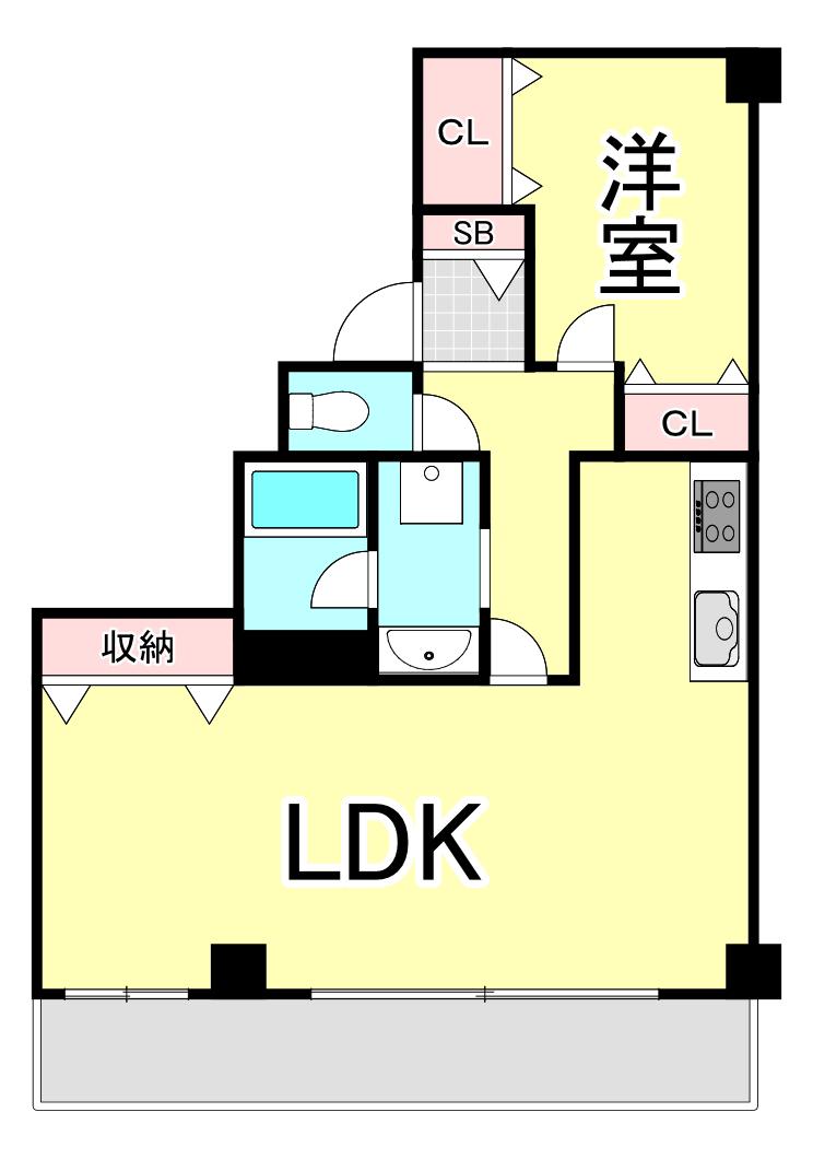 メイピース芦屋(1LDK/5階)の間取り写真