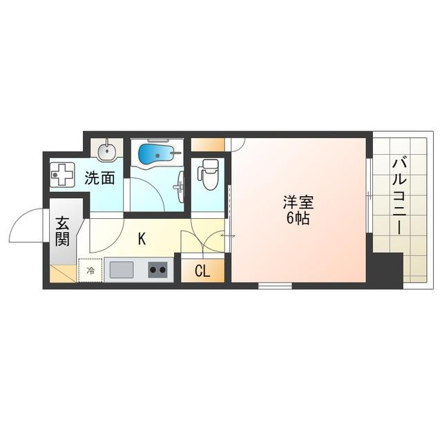 PRIMAVERA NISHISHINSAIBASHI(1K/3階)の間取り写真