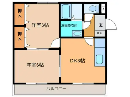 リバティホライゾン(2DK/3階)の間取り写真