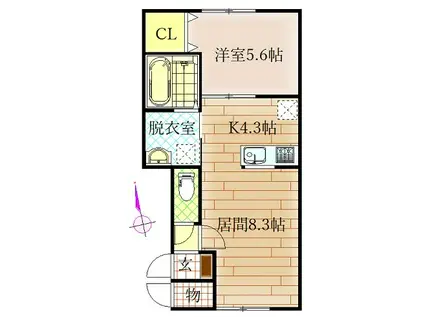 ATER(1LDK/2階)の間取り写真
