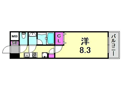 WILLDO三宮イースト(1K/5階)の間取り写真