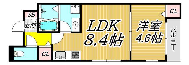 LA-CREA浜C棟(1LDK/3階)の間取り写真
