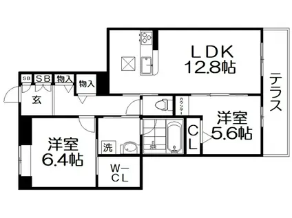 SHAMAISON STELLA RISAIA(2LDK/1階)の間取り写真