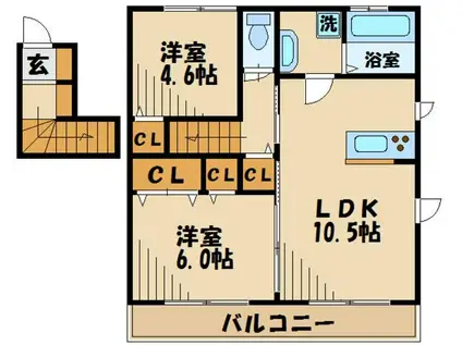アンジュール(2LDK/2階)の間取り写真