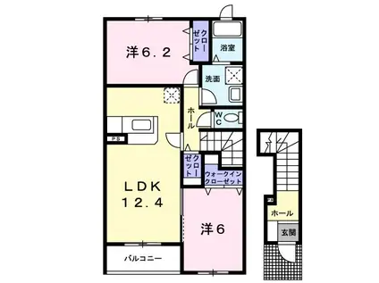パティオ・ソーレ(2LDK/2階)の間取り写真