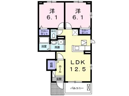 ベル・フィオーレ(2LDK/1階)の間取り写真